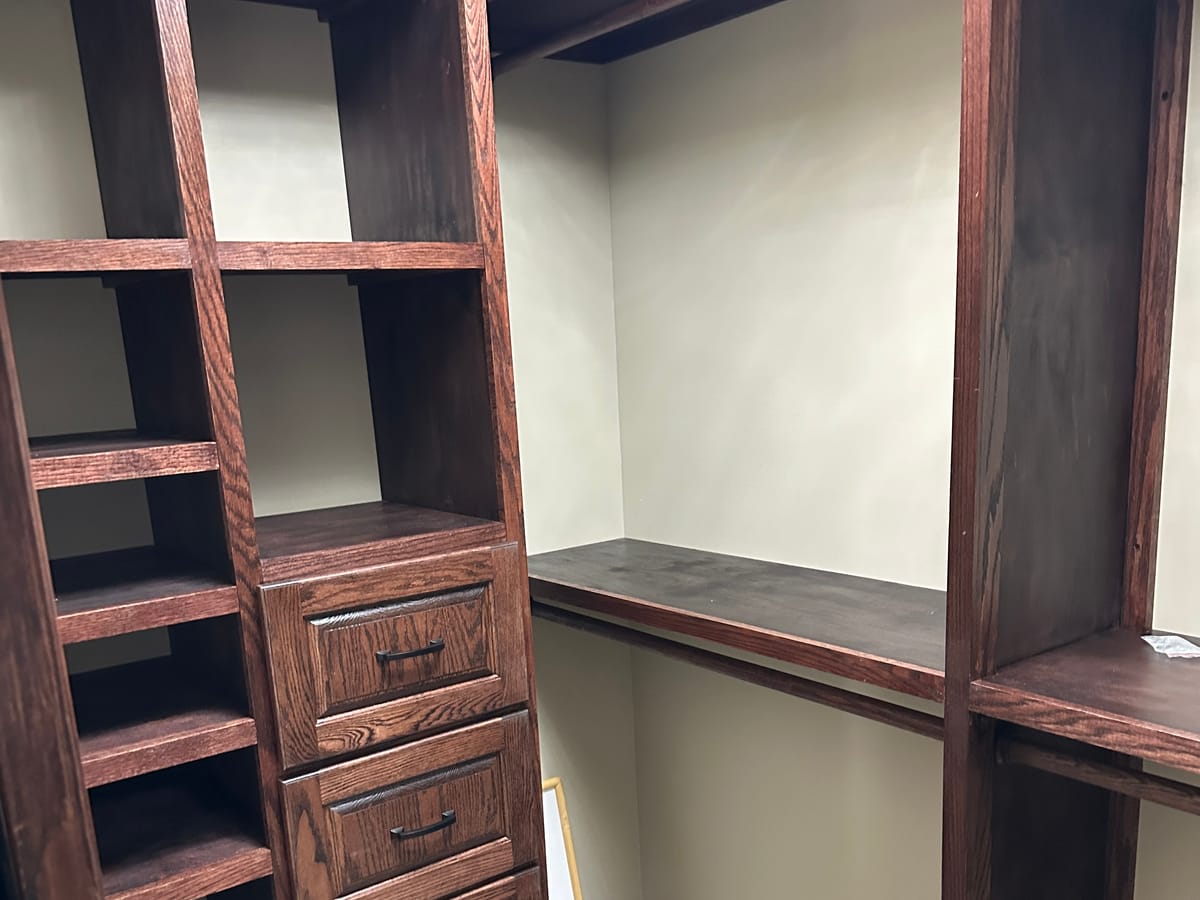 Cabinet doors and finished cabinet boxes inside the JAKS millwork shop