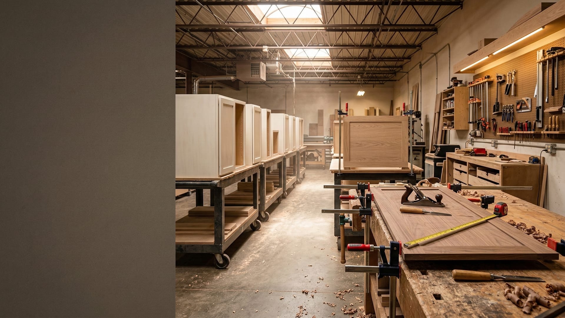 Inside the JAKS Construction millwork shop in Wichita, Kansas
