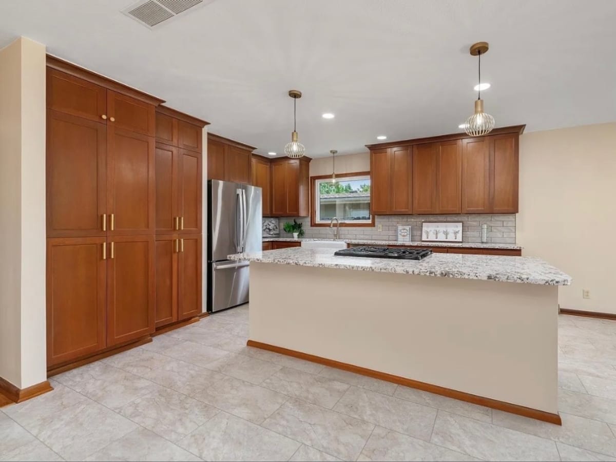 Kitchen and living area remodel completed by JAKS Construction in Wichita, Kansas
